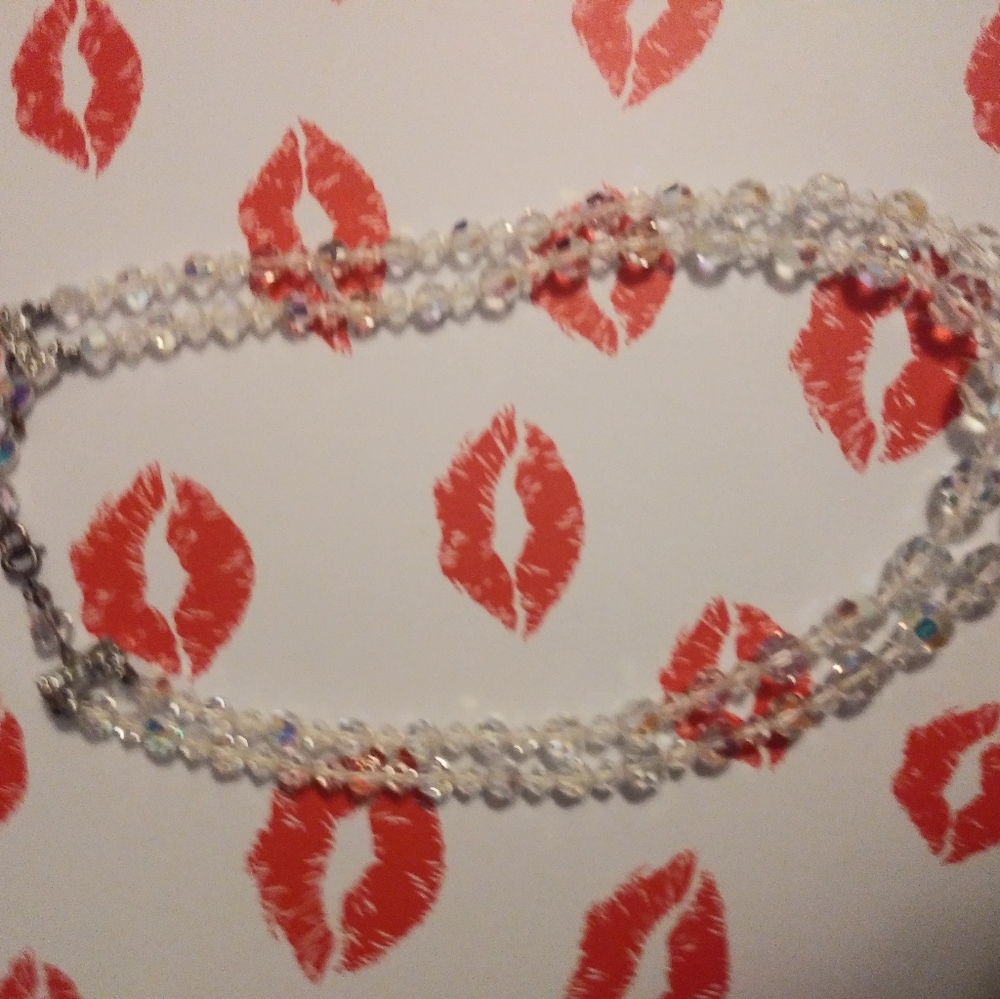 SHIMMERING RAINBOW BEADED DOUBLE LAYER NECKLACE